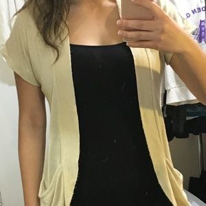 Tan scoop short sleeve cardigan